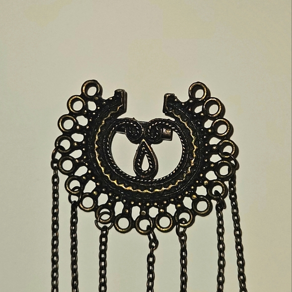 Brooch Vintage 1970's Etruscan Revival Bronze Pin Mother of Pearl Abalone - Picture 2 of 4